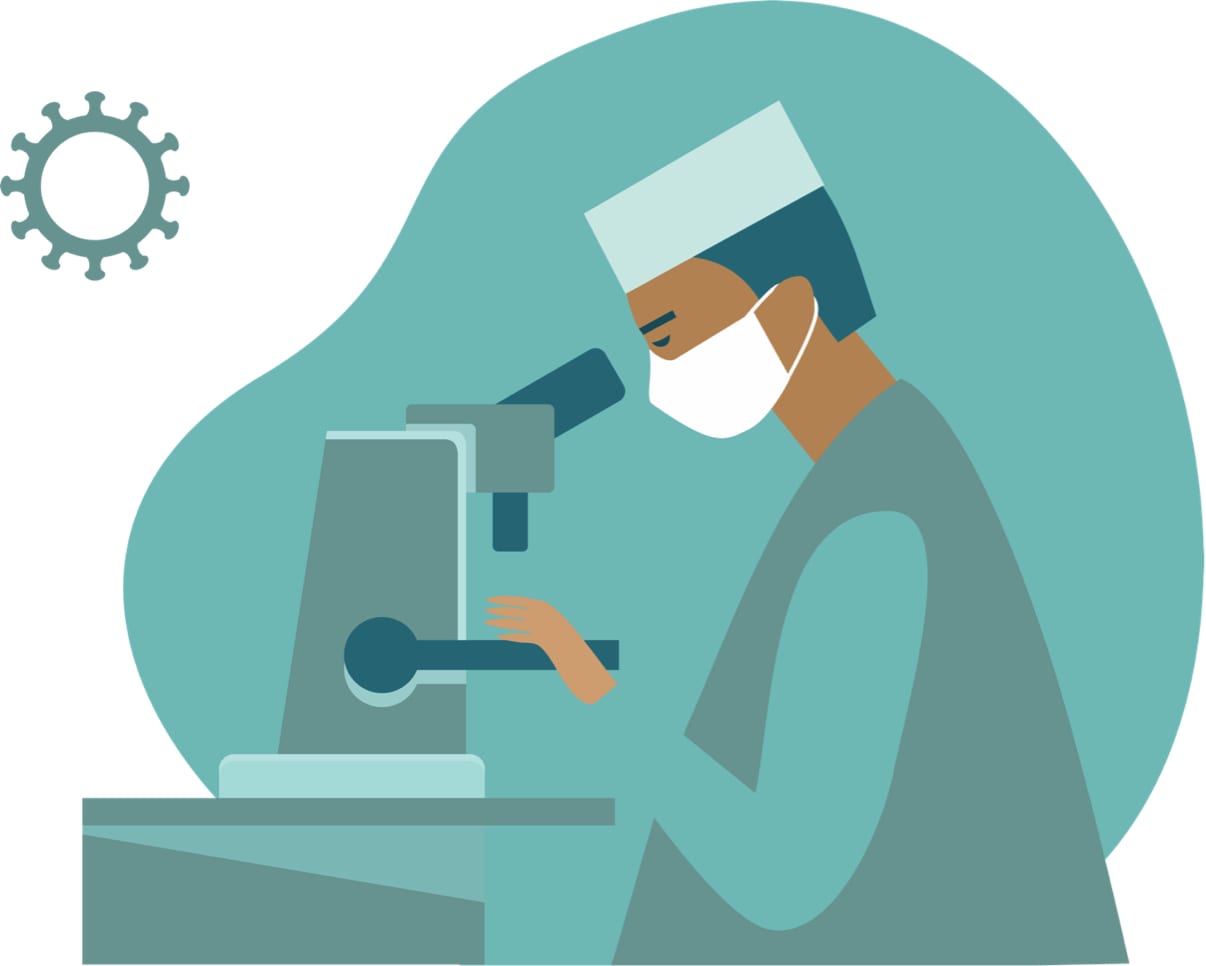 scientist examining a specimen to do diagnostic testing